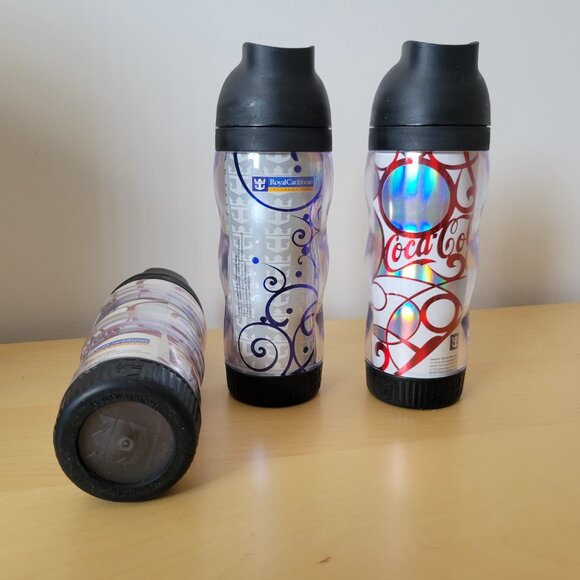 3x Royal Caribbean Coca Cola 2008 Insulated Travel Tumbler Cup - 24cm Tall - Picture 3 of 4